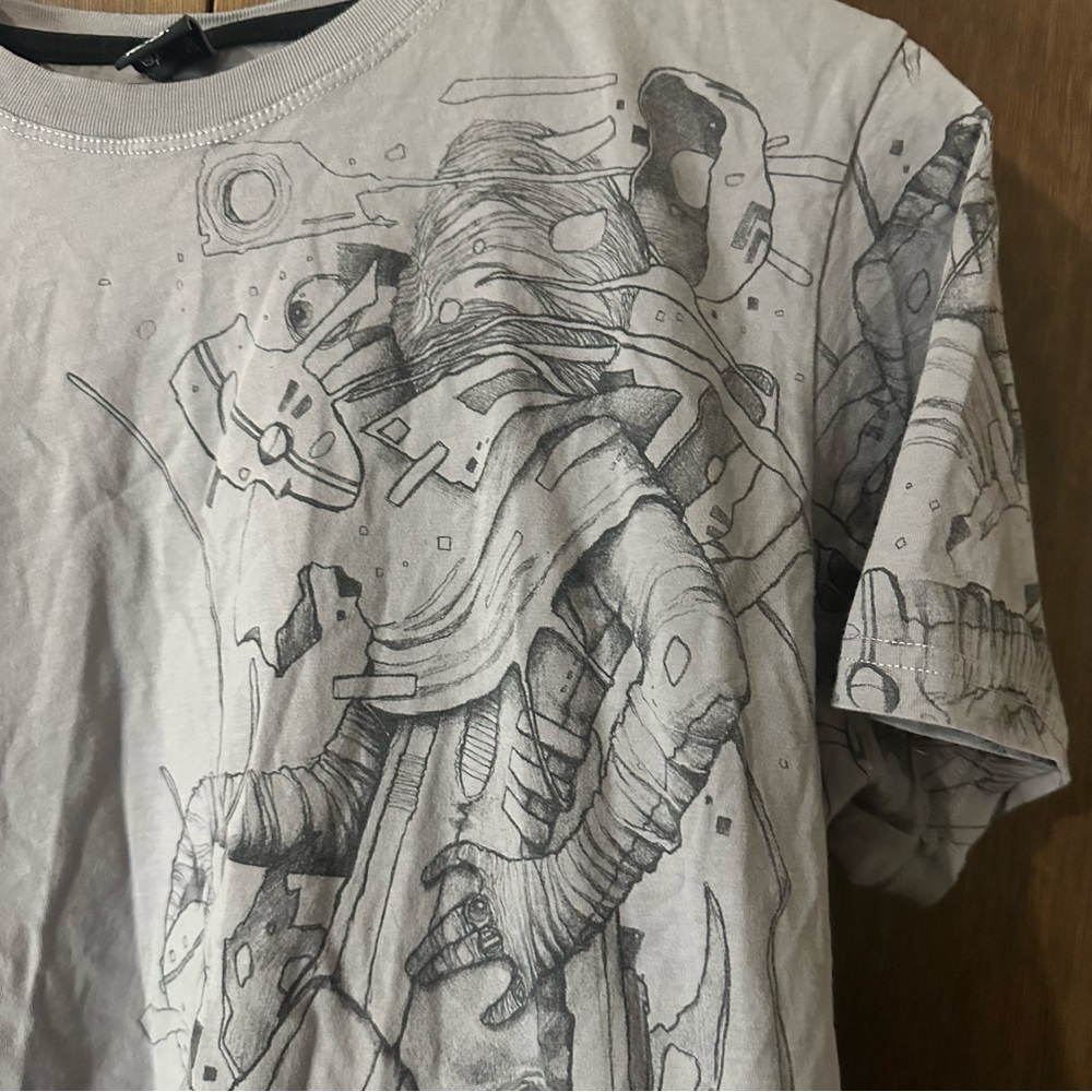 Plazmalab Men's Gray Mech Graphic Crew Neck Short Sleeve T-Shirt Size XL - Picture 5 of 12